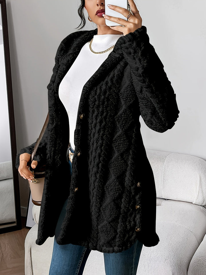 Lana Hooded Plush Textured Cardigan