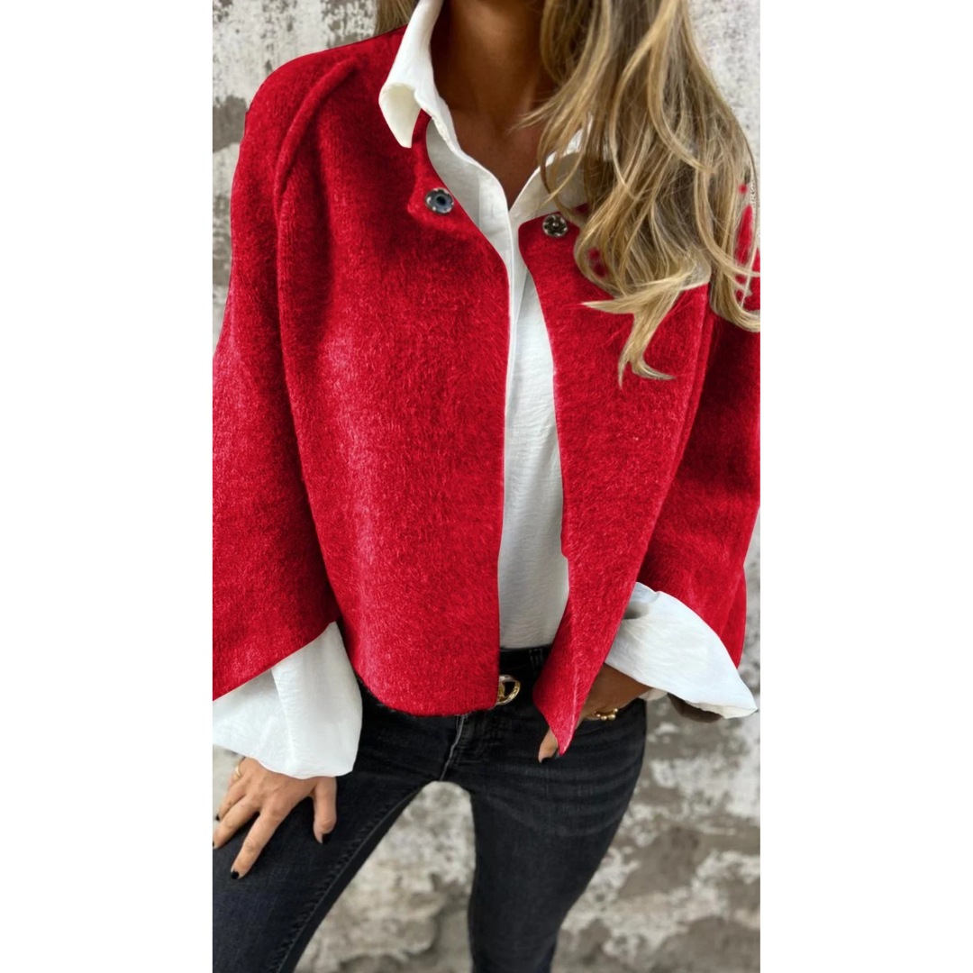 Cora Cropped Fuzzy Snap-Button Jacket