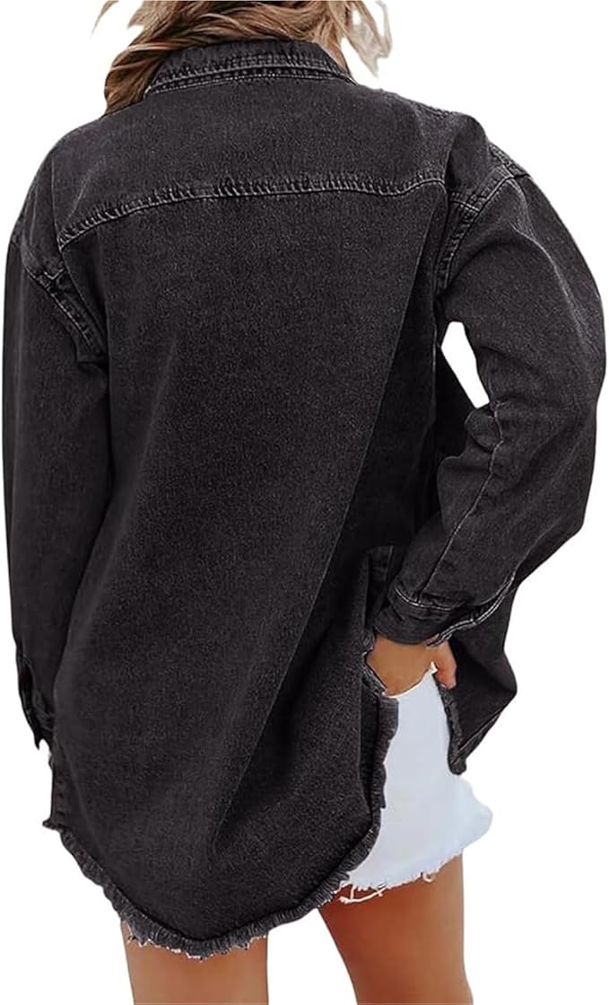 Robin Frayed-Hem Denim Shacket