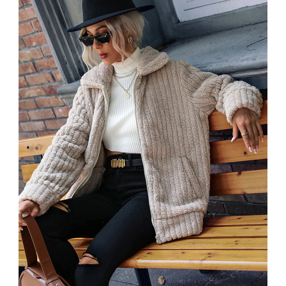 Kate Fluffy Zip-Up Teddy Jacket