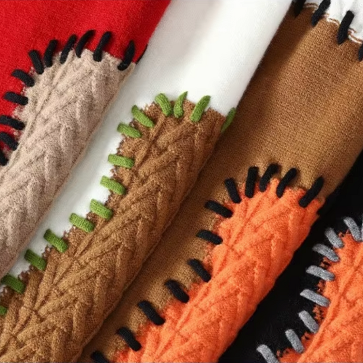Nico Patchwork Knit Crewneck Sweater