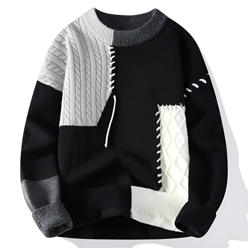 Ryker Patchwork Crewneck Knit Sweater