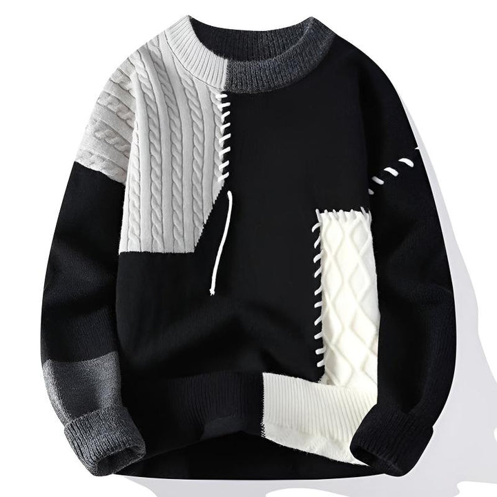 Ryker Patchwork Crewneck Knit Sweater