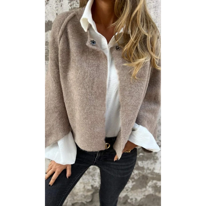 Cora Cropped Fuzzy Snap-Button Jacket