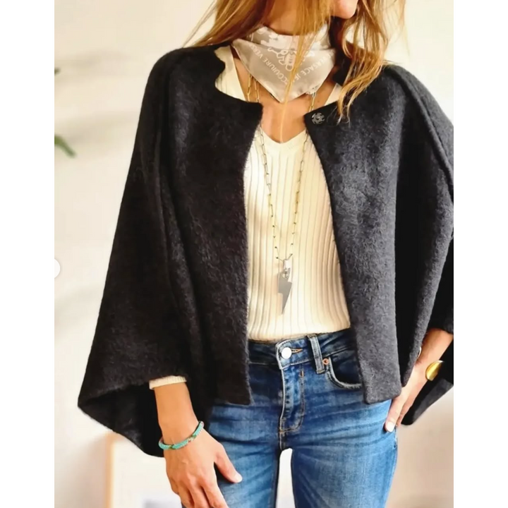 Cora Cropped Fuzzy Snap-Button Jacket