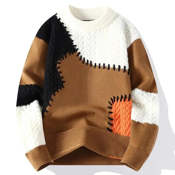 Nico Patchwork Knit Crewneck Sweater