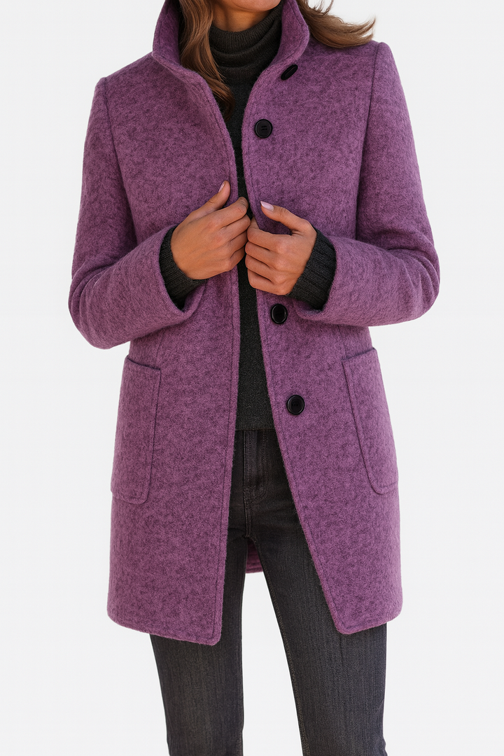 Emma Stand-Collar Button-Front Coat