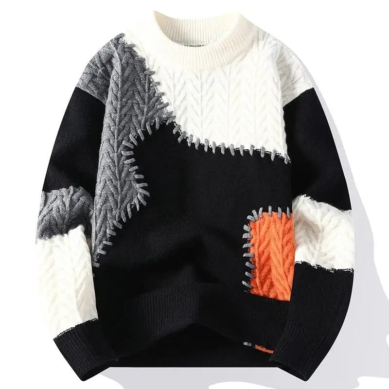 Nico Patchwork Knit Crewneck Sweater