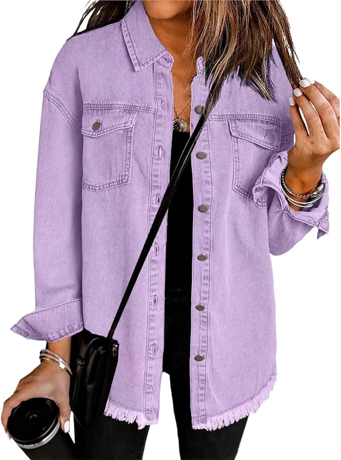Robin Frayed-Hem Denim Shacket
