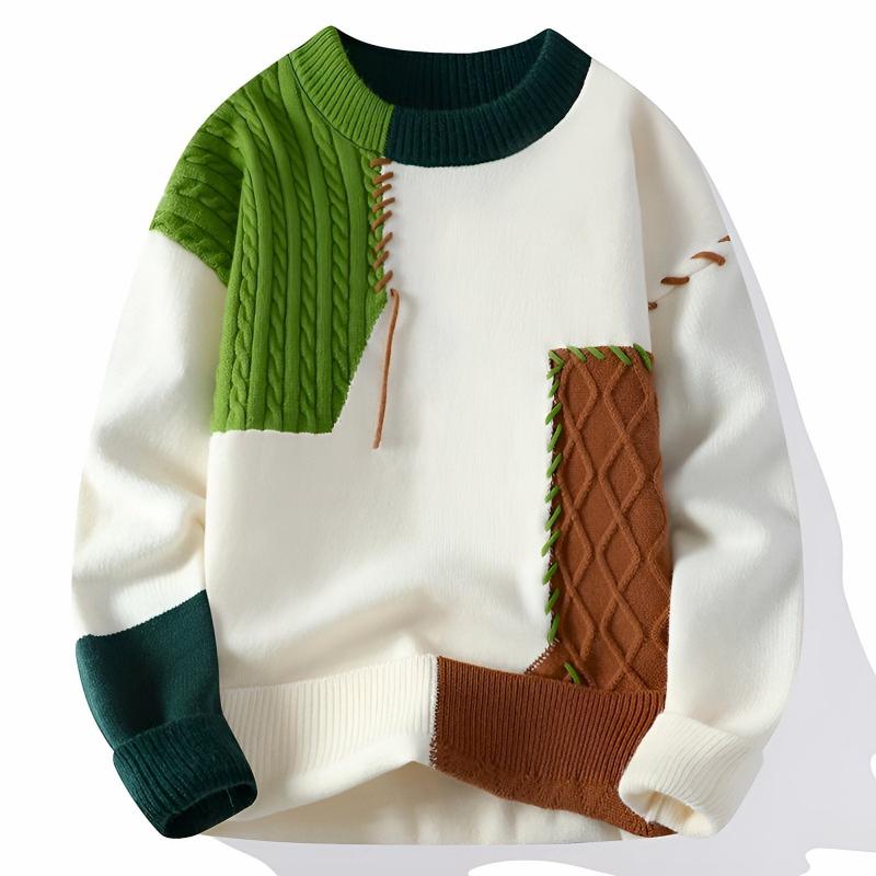 Ryker Patchwork Crewneck Knit Sweater