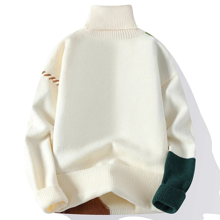 Wade Patchwork Turtleneck Knit Sweater