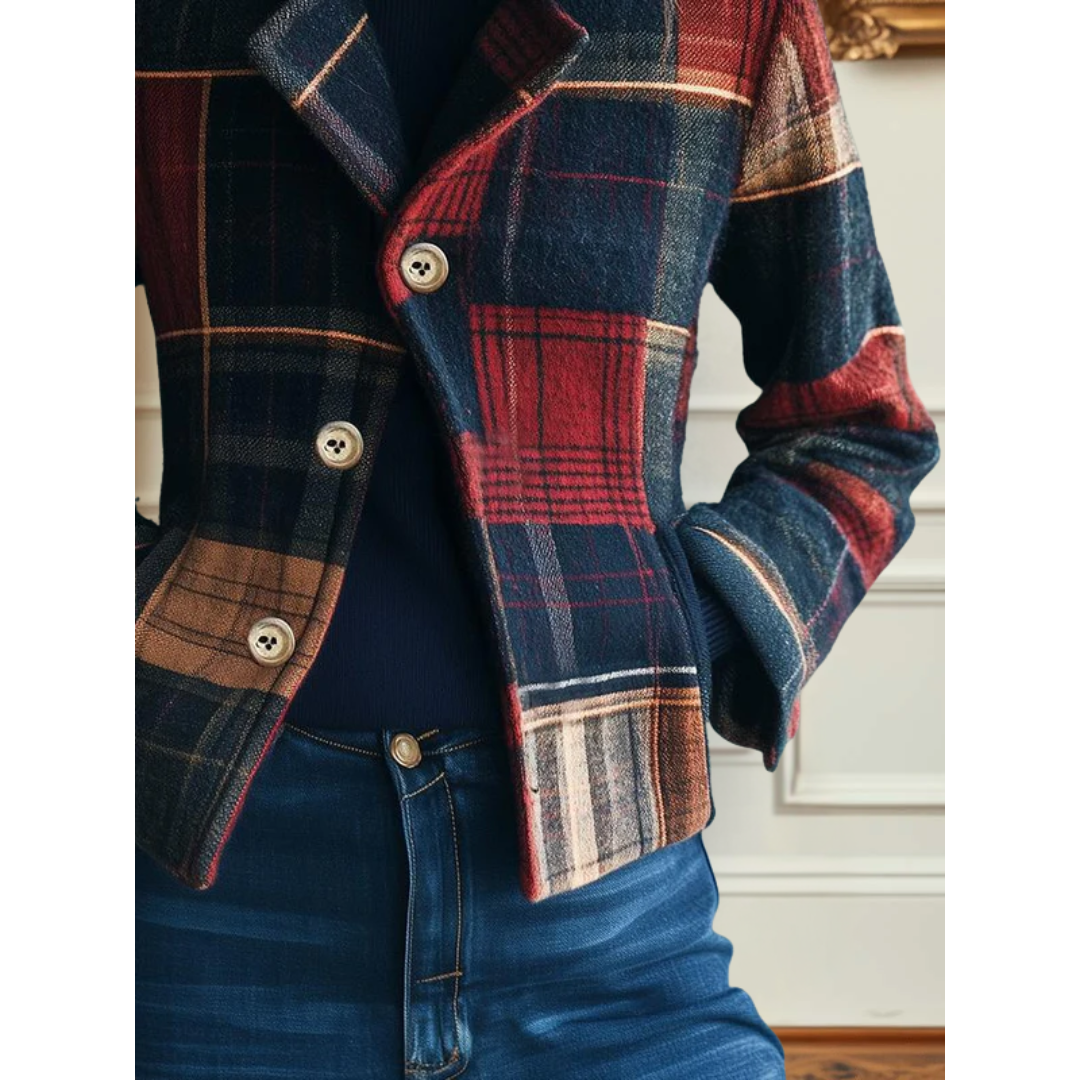 Mara Patchwork Plaid Cropped Jacket