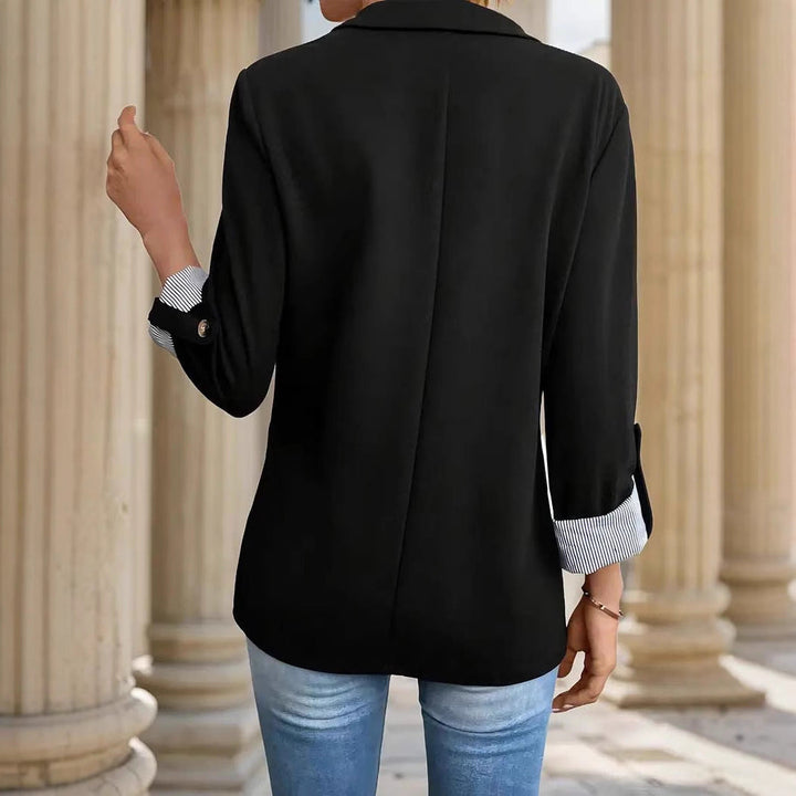 Iris Open-Front Striped Cuff Blazer