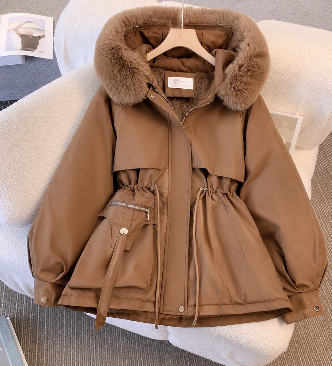 Lena Fur-Trimmed Drawstring Puffer Jacket