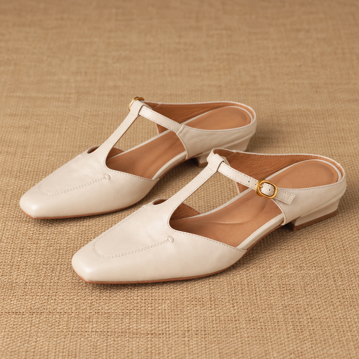 Luva Genuine Leather T-Strap Mules