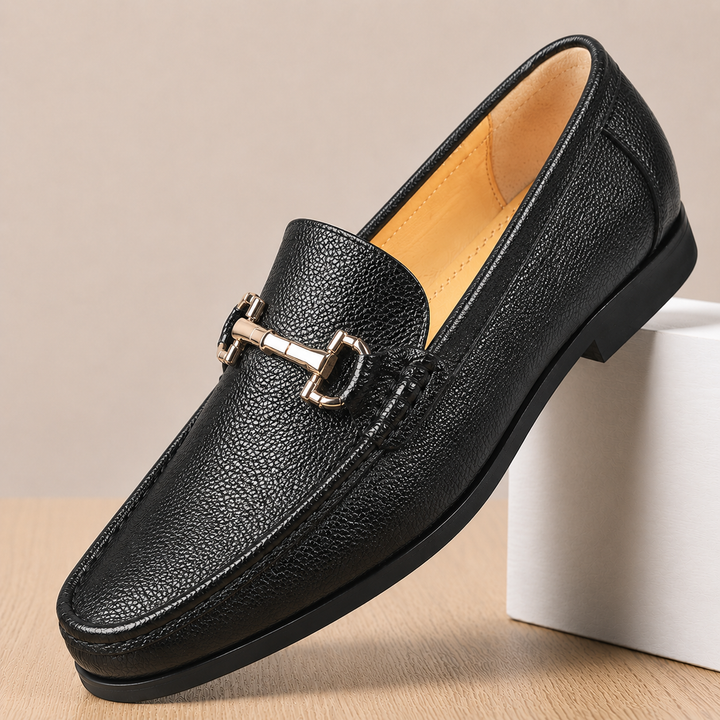 Caver Genuine Leather Metallic Bit Loafers