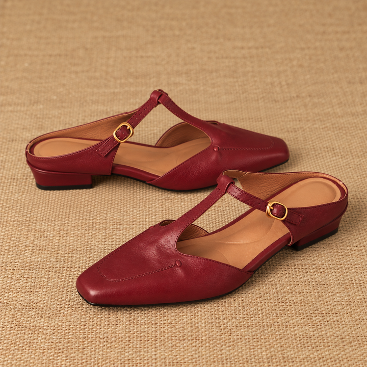Luva Genuine Leather T-Strap Mules