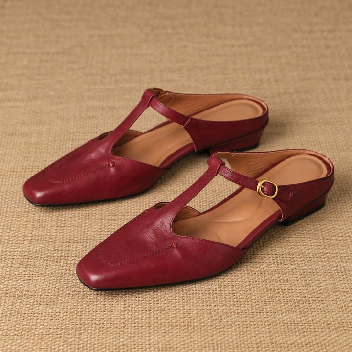 Luva Genuine Leather T-Strap Mules