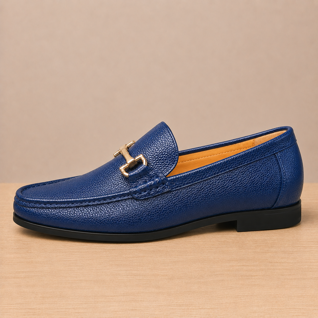 Caver Genuine Leather Metallic Bit Loafers