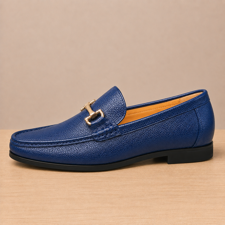 Caver Genuine Leather Metallic Bit Loafers