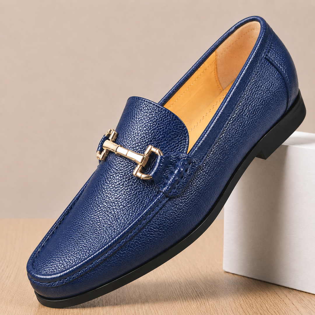 Caver Genuine Leather Metallic Bit Loafers