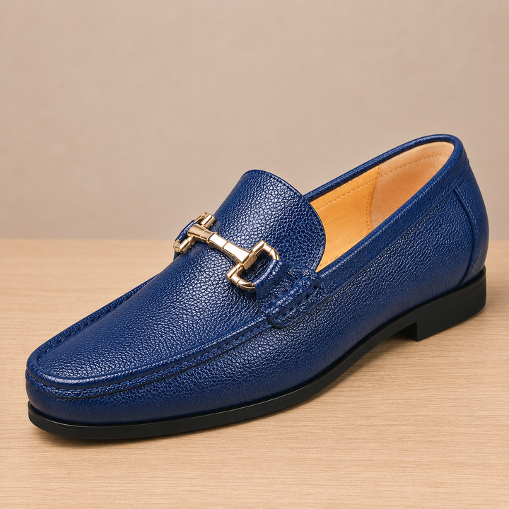 Caver Genuine Leather Metallic Bit Loafers