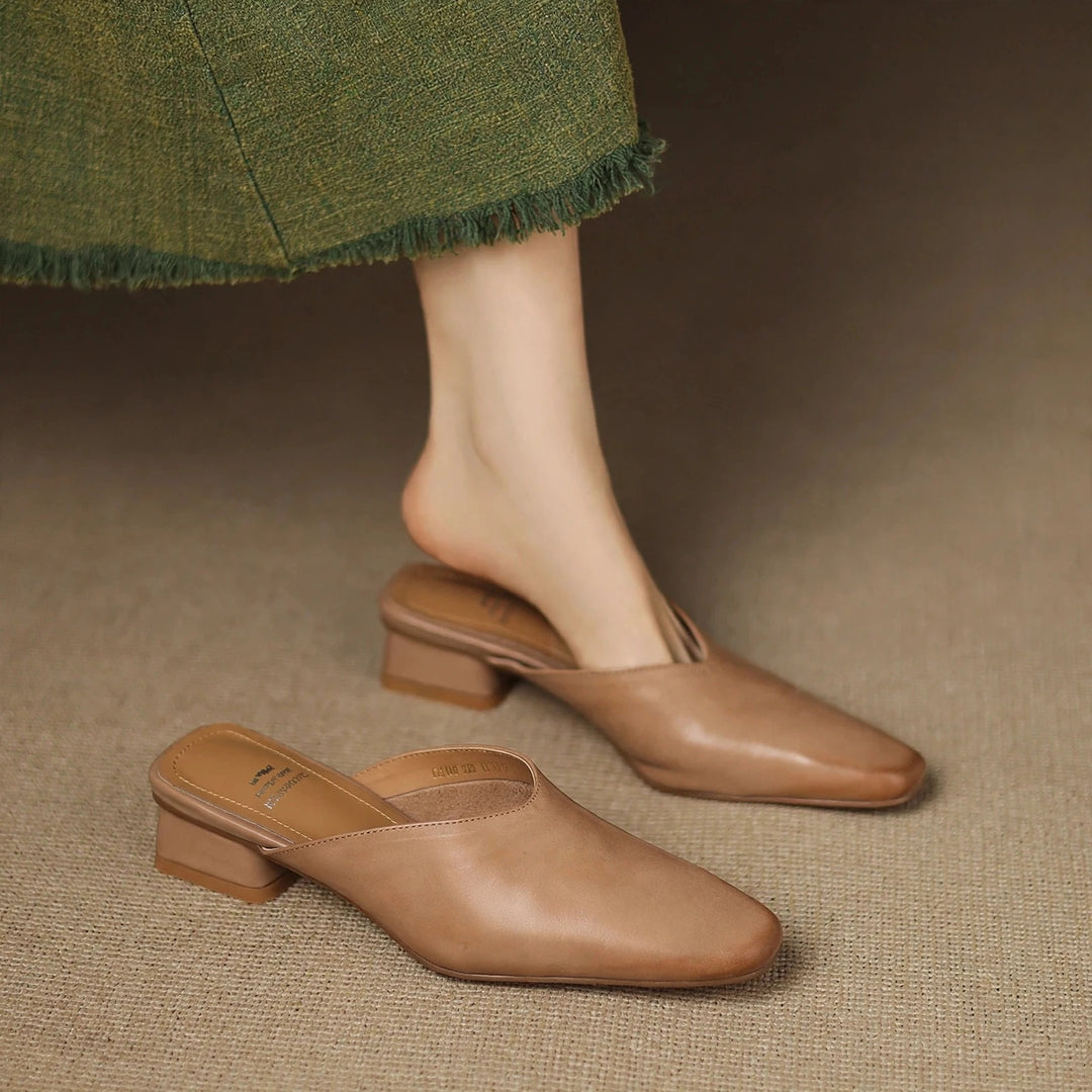 Iris Genuine Leather Chiseled-Toe Mules