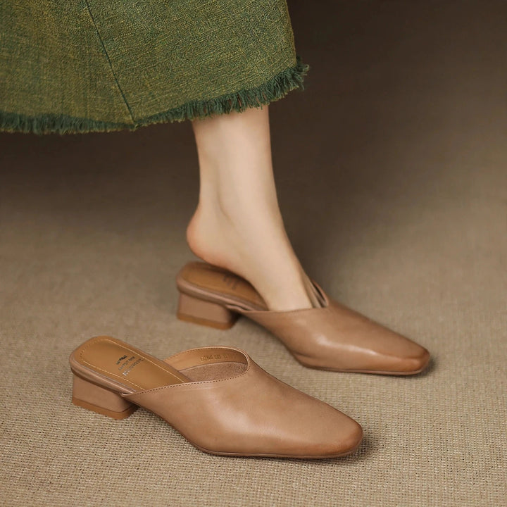 Iris Genuine Leather Chiseled-Toe Mules