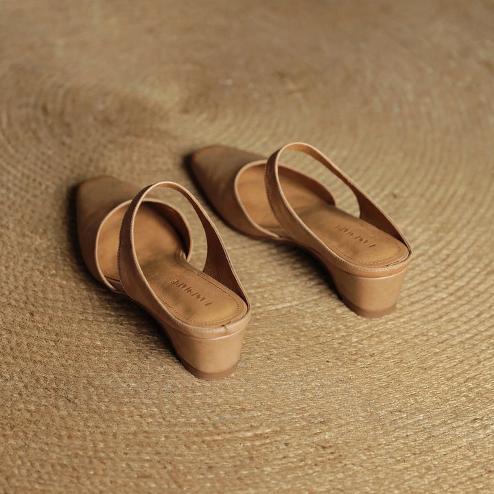 Cavie Genuine Leather Square-Toe Mules