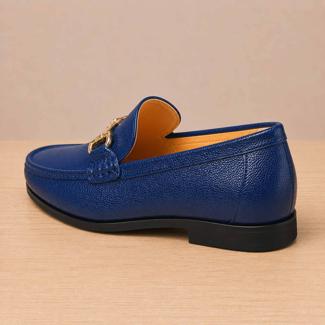 Caver Genuine Leather Metallic Bit Loafers